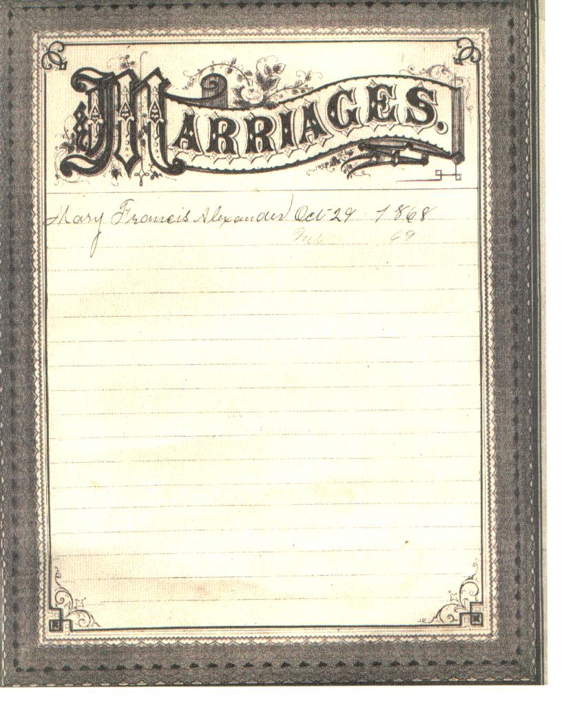 1800s Alexander Bible Inscriptions-Marriages