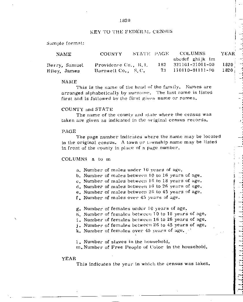 1820 Census 2nd Page